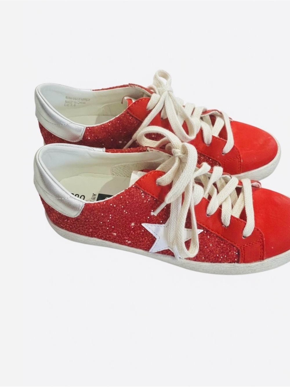 Red Glitter Star Boutique Athletic Sneakers - Women 6.5